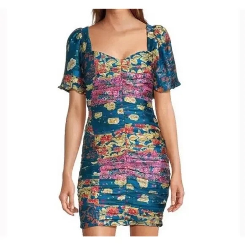 NEW! ADELYN RAE ‘Nissa’ Floral Puff Sleeve Ruched Mini Dress - Picture 11 of 12